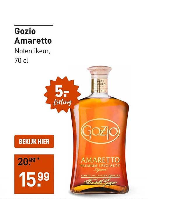 Gozio Amaretto Notenlikeur, 70 cl