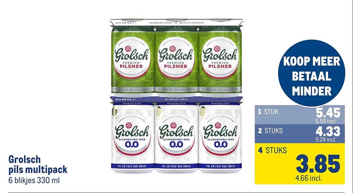 Grolsch pils multipack 6 blikjes 330 ml