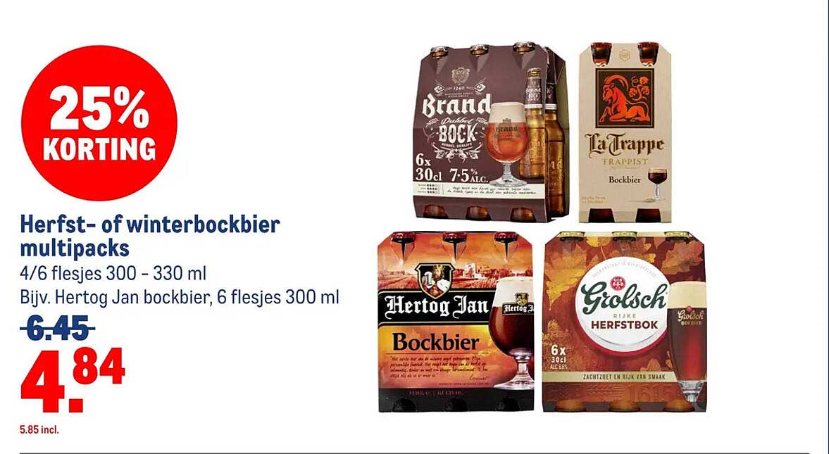 Herfst- of winterbockbier multipacks 25% Korting