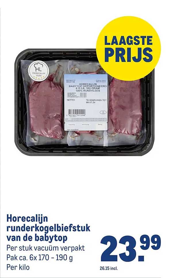 Horecalijn runderkogelbiefstuk van de babytop