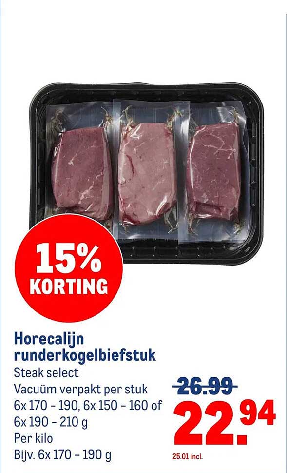 Horecalijn runderribstuk Steak select 15% korting