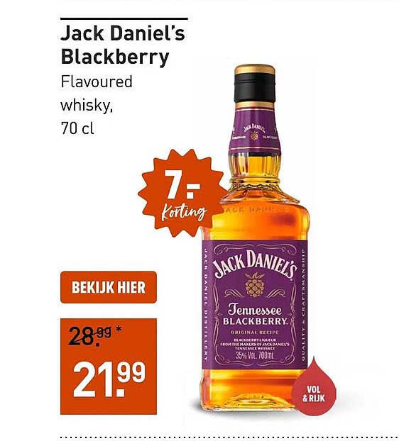 Jack Daniel's Blackberry Flavoured whisky, 70 cl