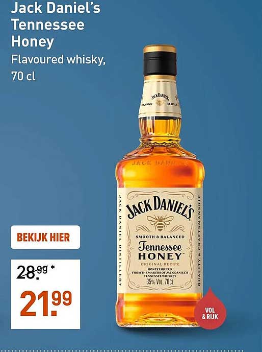 Jack Daniel's Tennessee Honey Flavoured whisky, 70 cl