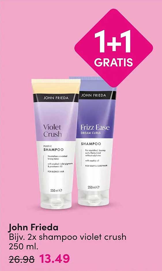 John Frieda Bijv. 2x shampoo violet crush 250 ml. 1+1 gratis
