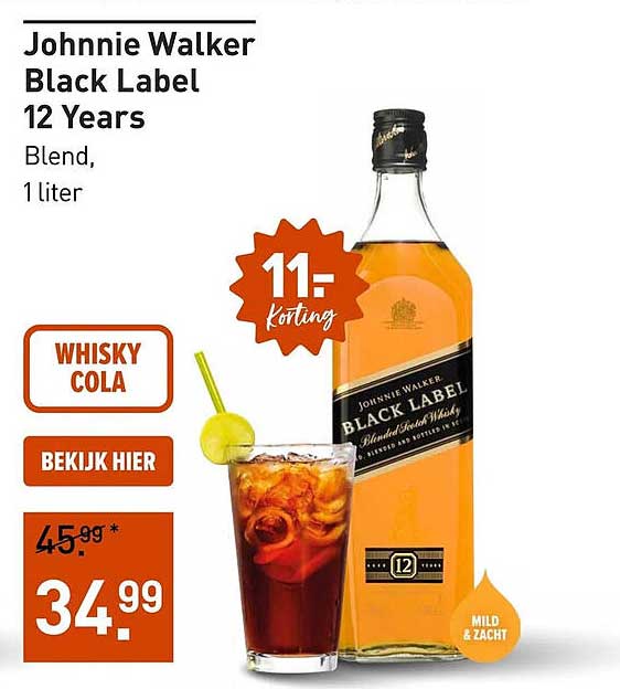 Johnnie Walker Black Label 12 Years Whisky Cola