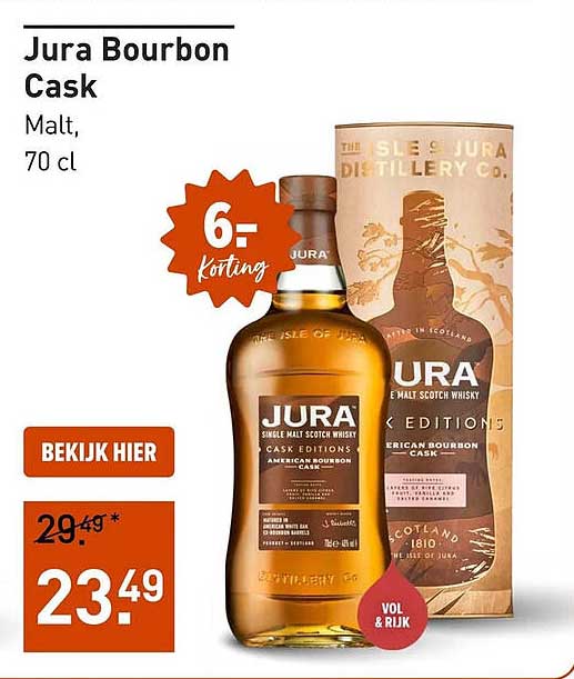 Jura Bourbon Cask Malt, 70 cl 6,- Korting