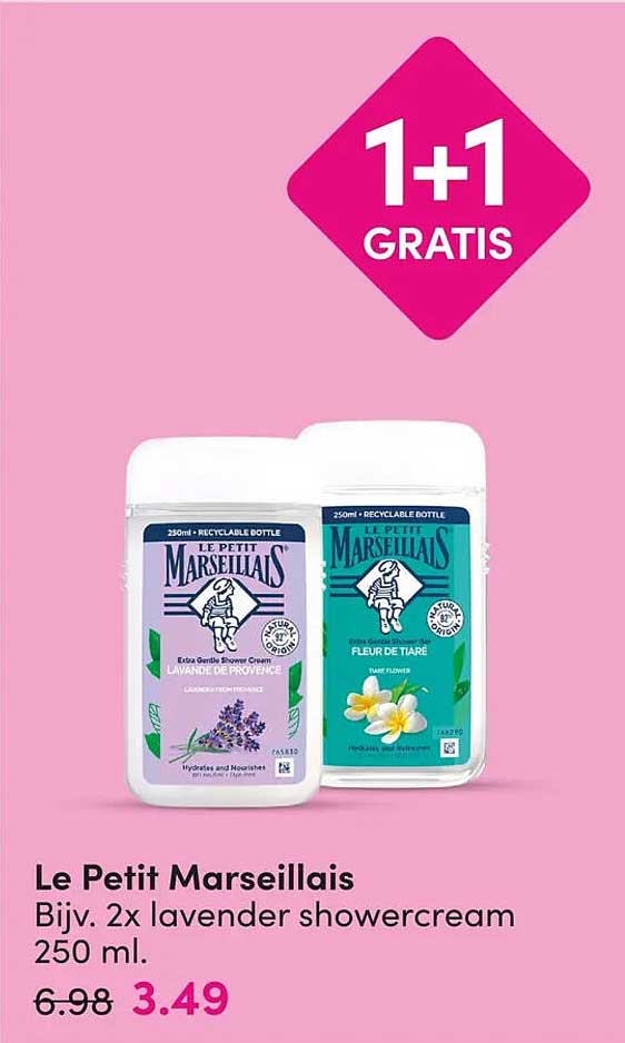 Le Petit Marseillais Biij. 2x lavender showercream 250 ml. 1+1 GRATIS