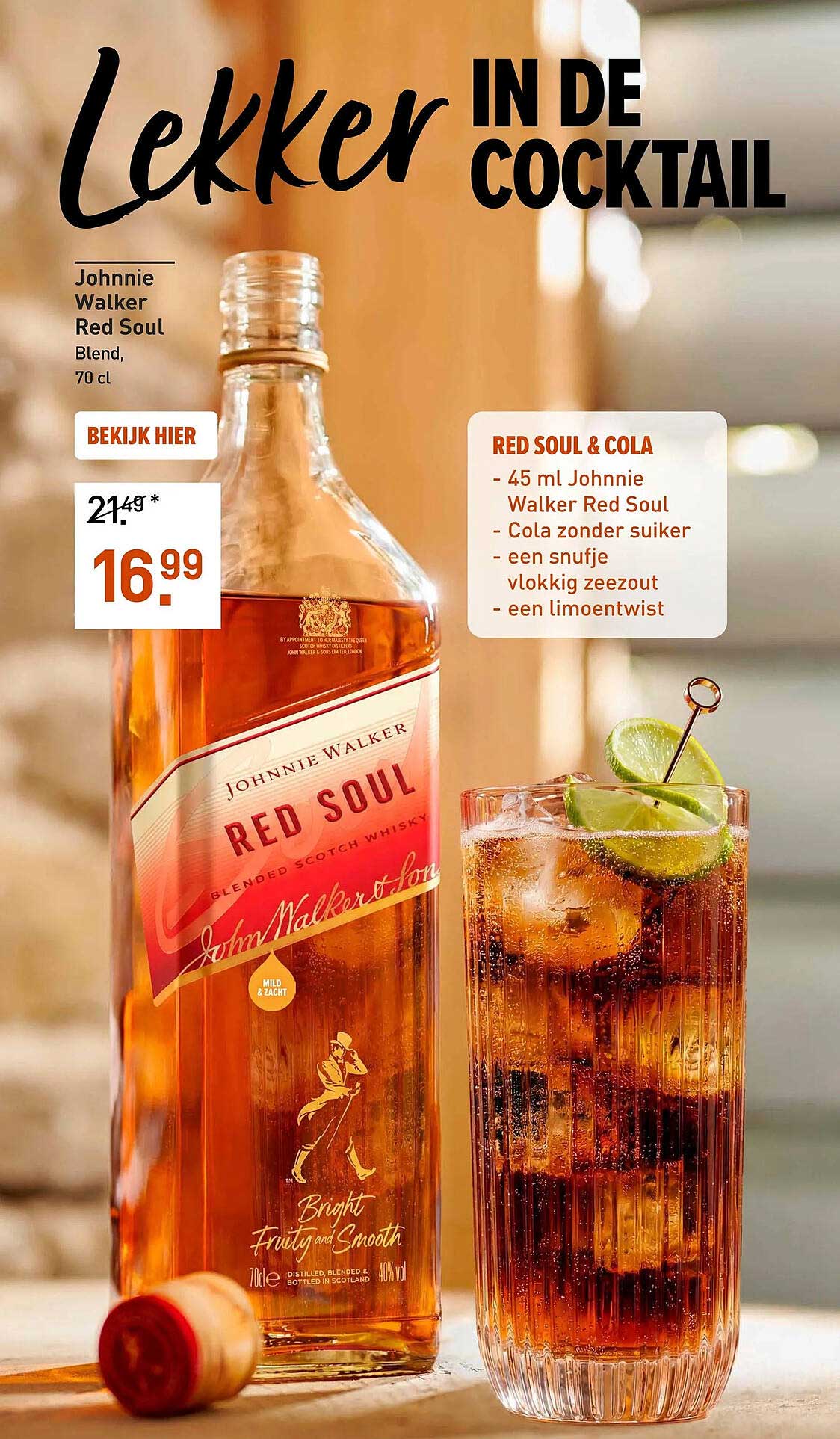 Lekker in de cocktail Johnnie Walker Red Soul Blend, 70 cl