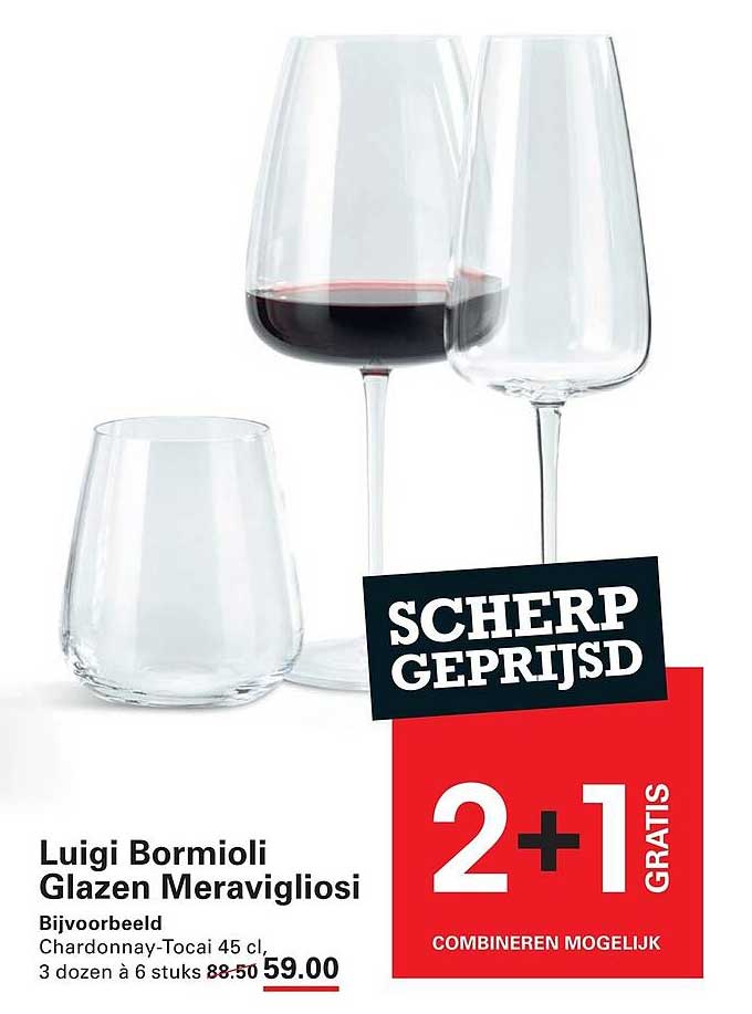 Luigi Bormioli Glazen Meravigliosi 2+1 gratis