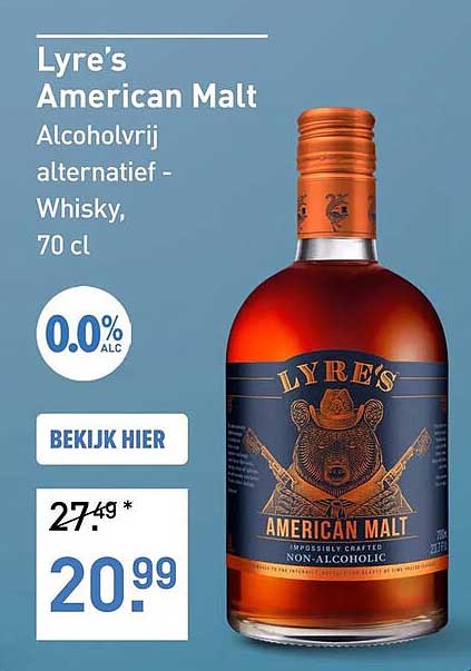 Lyre's American Malt Alcoholvrij alternatief - Whisky, 70 cl