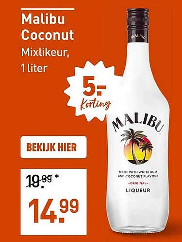 Malibu Coconut Mixlikeur, 1 liter