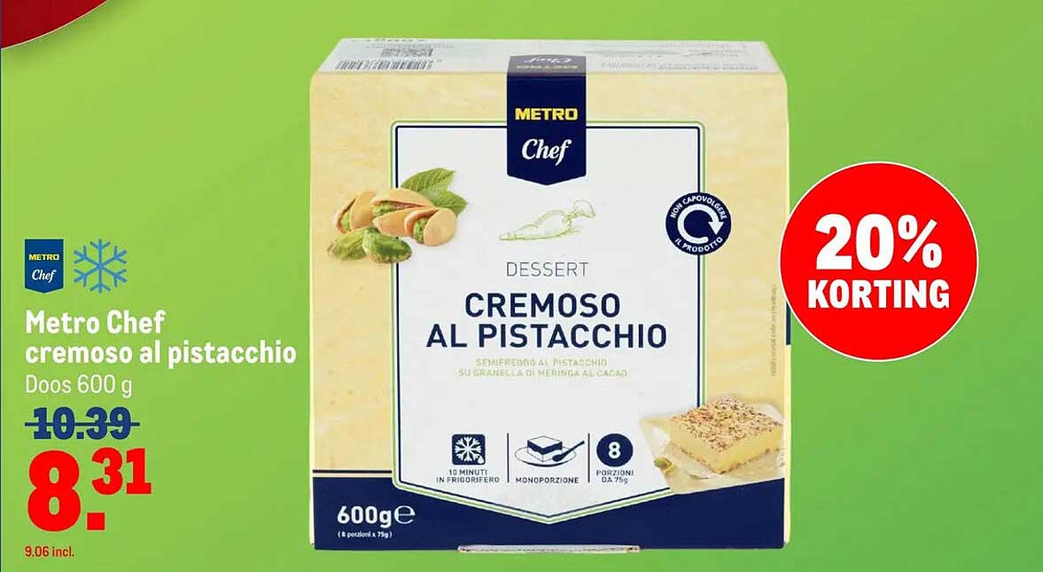 Metro Chef cremoso al pistacchio