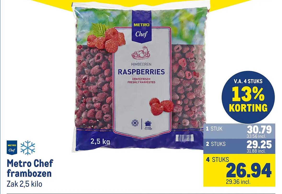 Metro Chef frambozen Zak 2,5 kilo