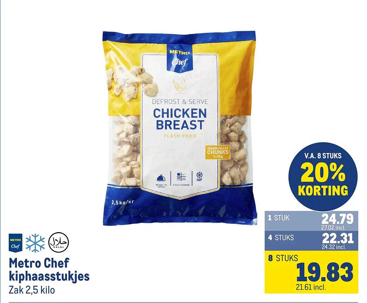 Metro Chef kiphaasstukjes Zak 2,5 kilo 20% korting