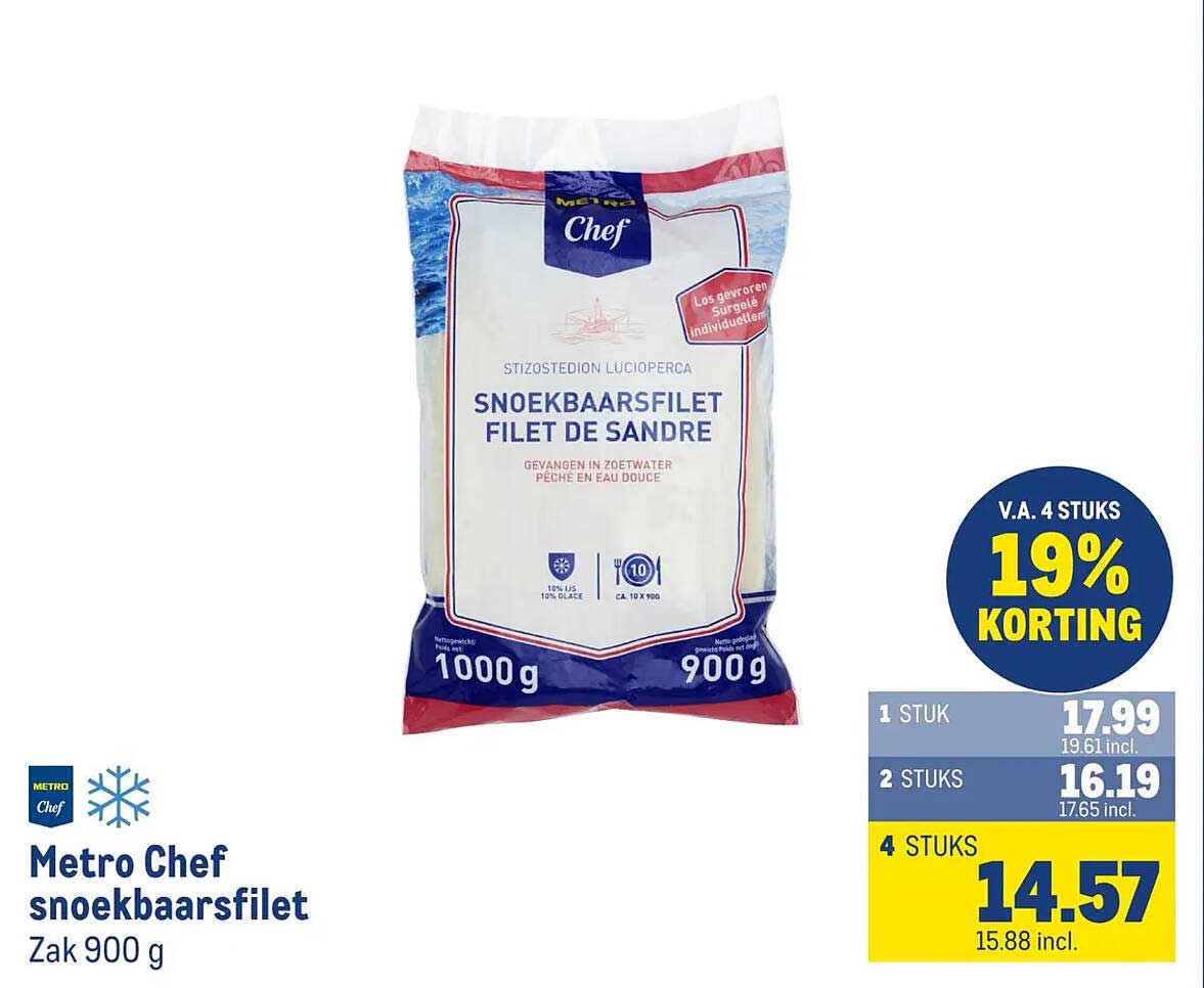 Metro Chef snoekbaarsfilet Zak 900 g