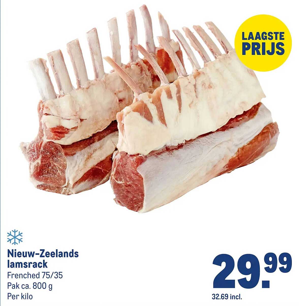 Nieuw-Zeelands lamsrack Frenched 75/35 Pak ca. 800 g Per kilo
