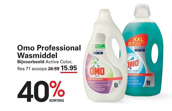 Omo Professional Wasmiddel Bijvoorbeeld Active Color, fles 71 scoops 40% korting