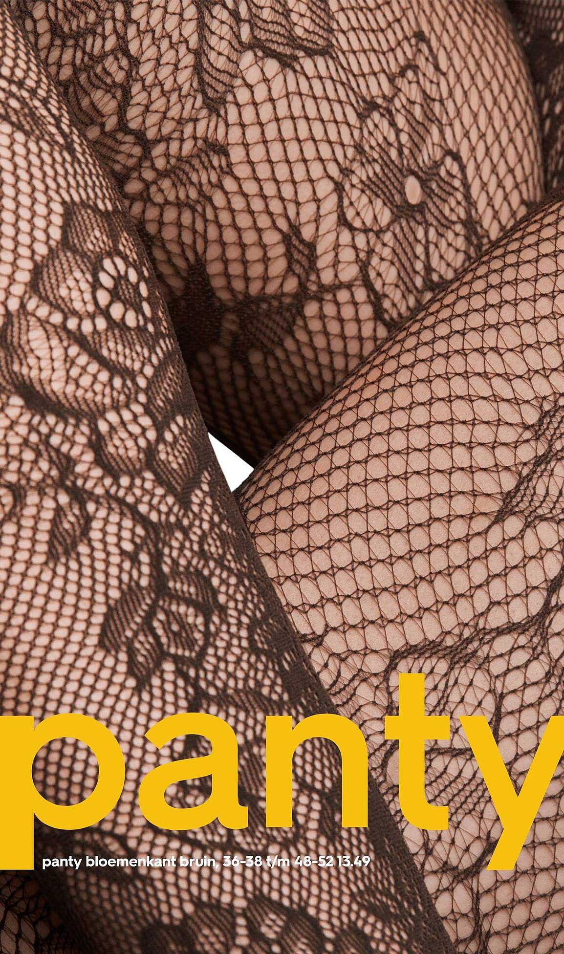 panty bloemenkant bruin, 36-38 t/m 48-52