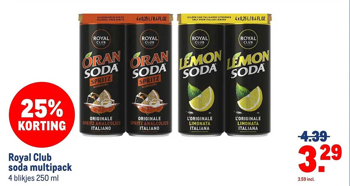 Royal Club soda multipack 25% korting