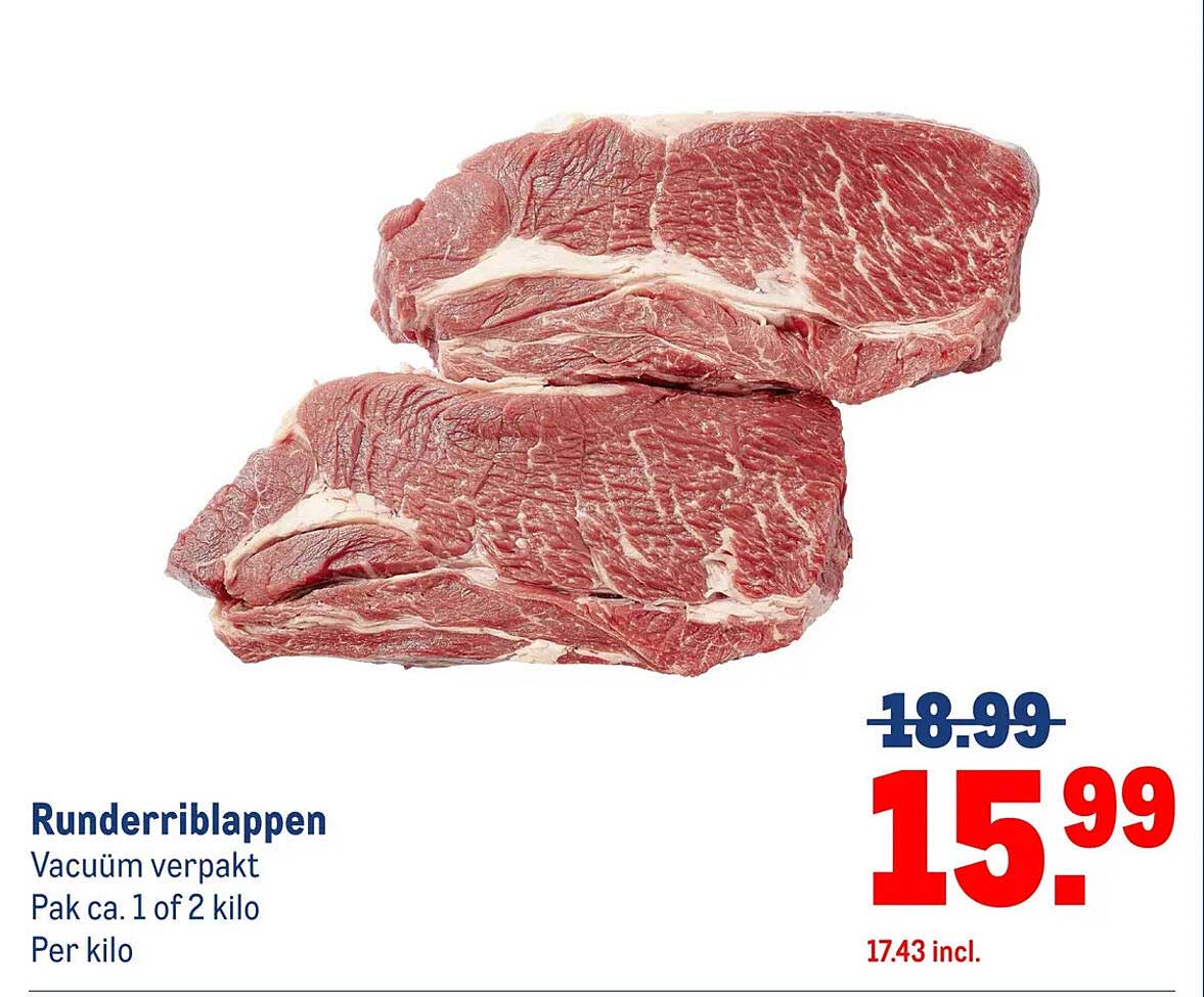 Runderriblappen Vacuum verpakt Pak ca. 1 of 2 kilo Per kilo