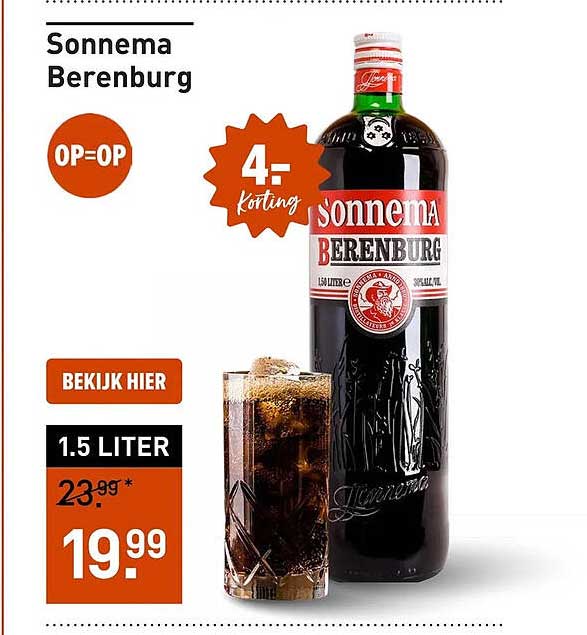 Sonnema Berenburg 1.5 liter 4,- korting