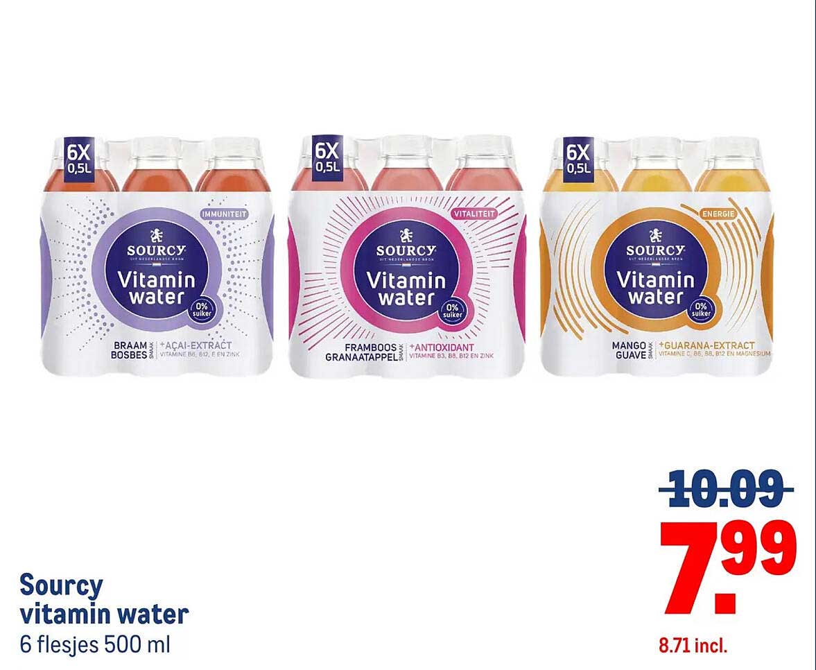 Sourcy vitamin water 6 flesjes 500 ml