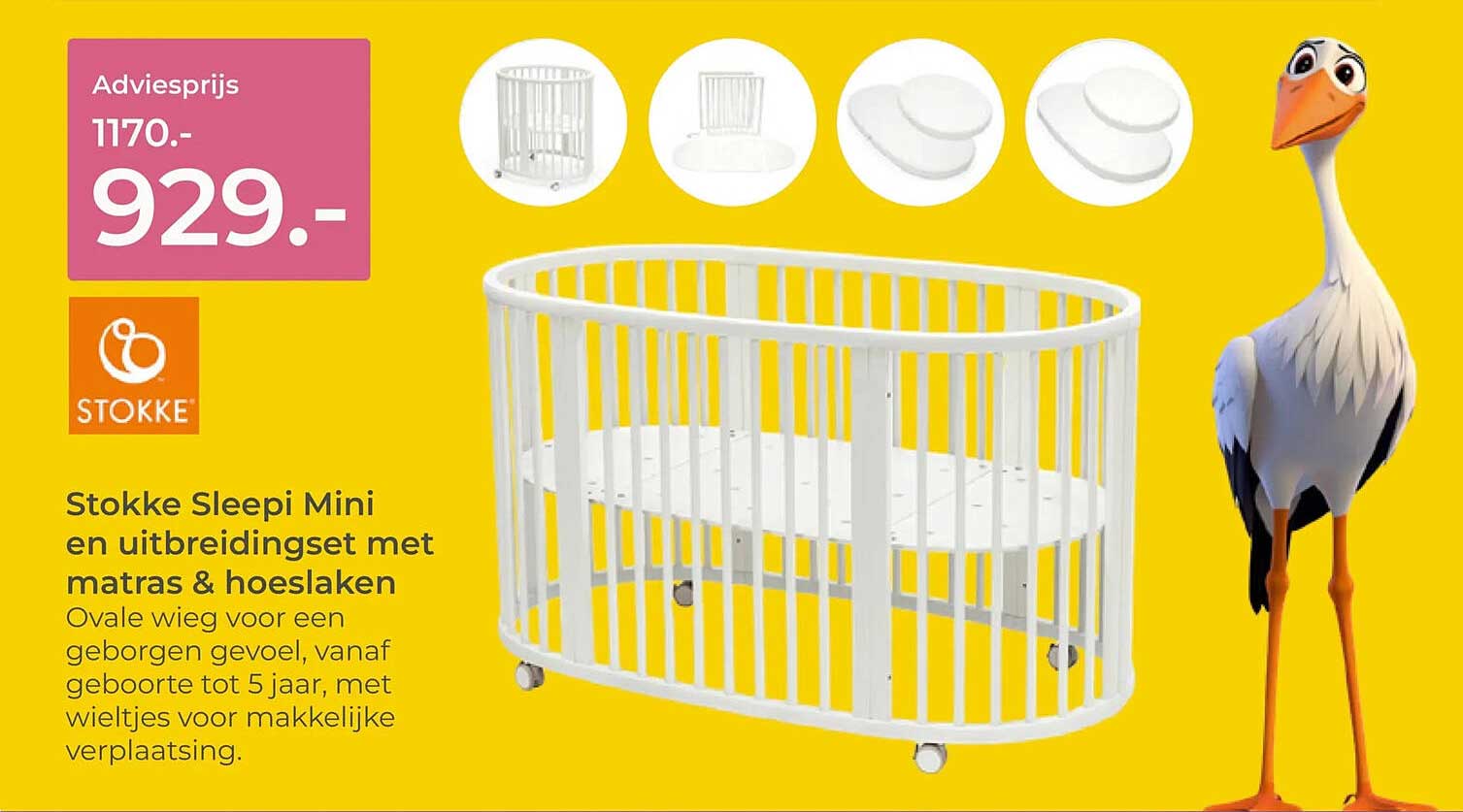 Stokke Sleepi Mini en uitbreidingset met matras & hoeslaken
