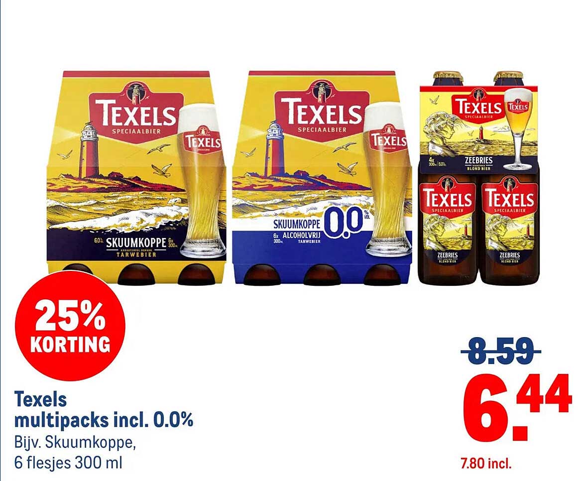 Texels multipacks incl. 0.0% Bijv. Skuumkoppe, 6 flesjes 300 ml 25% korting