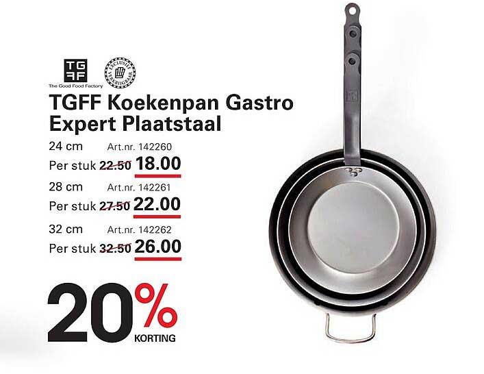 TGFF Koekenpan Gastro Expert Plaatstaal 20% korting