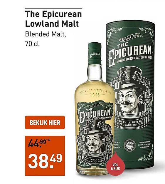 The Epicurean Lowland Malt Blended Malt, 70 cl