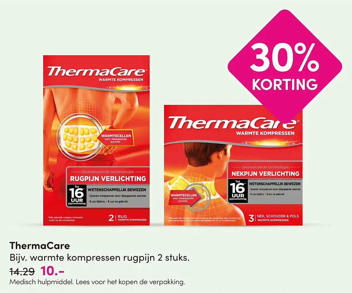 ThermaCare Bijv. warmte kompressen rugpijn 2 stuks. 30% KORTING