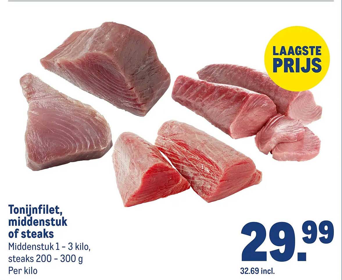 Tonijnfilet, middenstuk of steaks