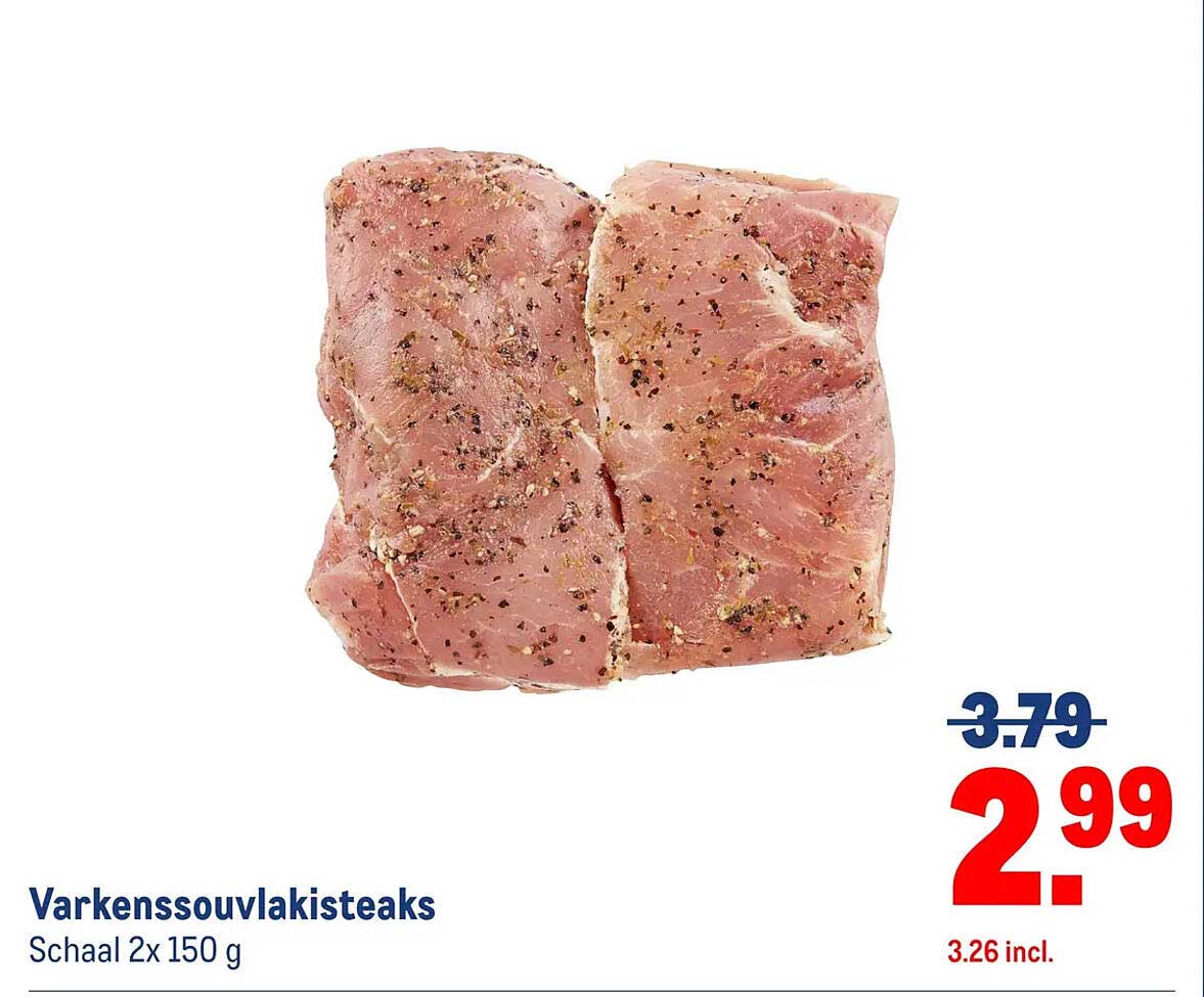 Varkenssouvlakisteaks Schaal 2x 150 g