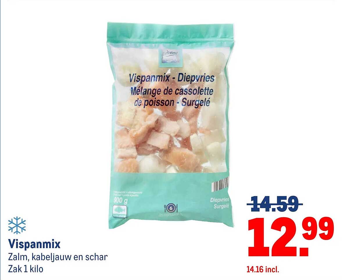 Vispanmix - Zalm, kabeljauw en schar Zak 1 kilo