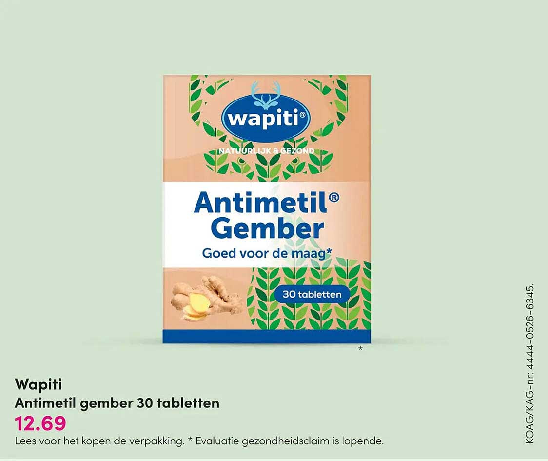 Wapiti Antimetil gember 30 tabletten
