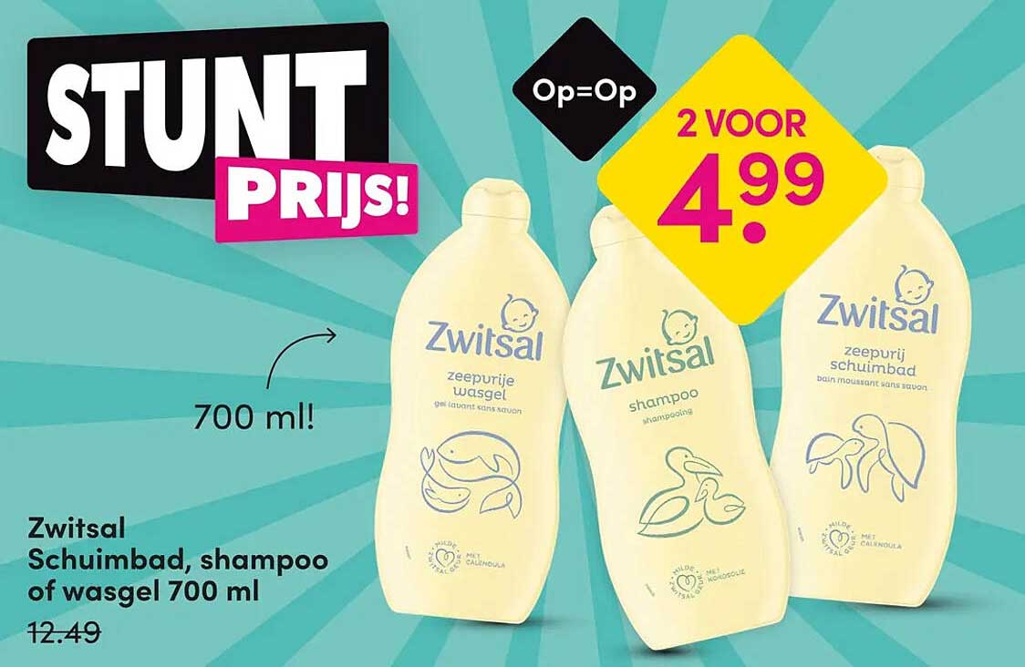 Zwitsal Schuimbad, shampoo of wasgel 700 ml