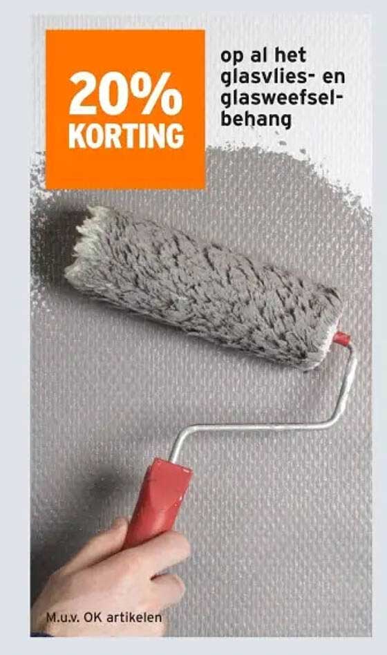 20% KORTING op al het glasvlies- en glasweefselbehangen