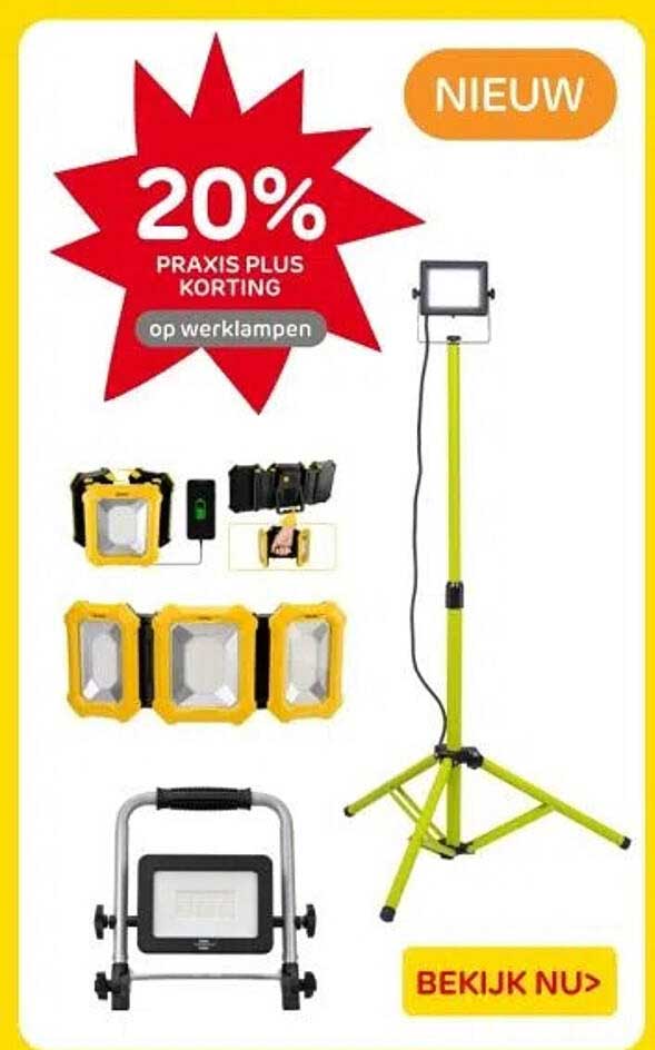 20% PRAxis Plus Korting op werklampen