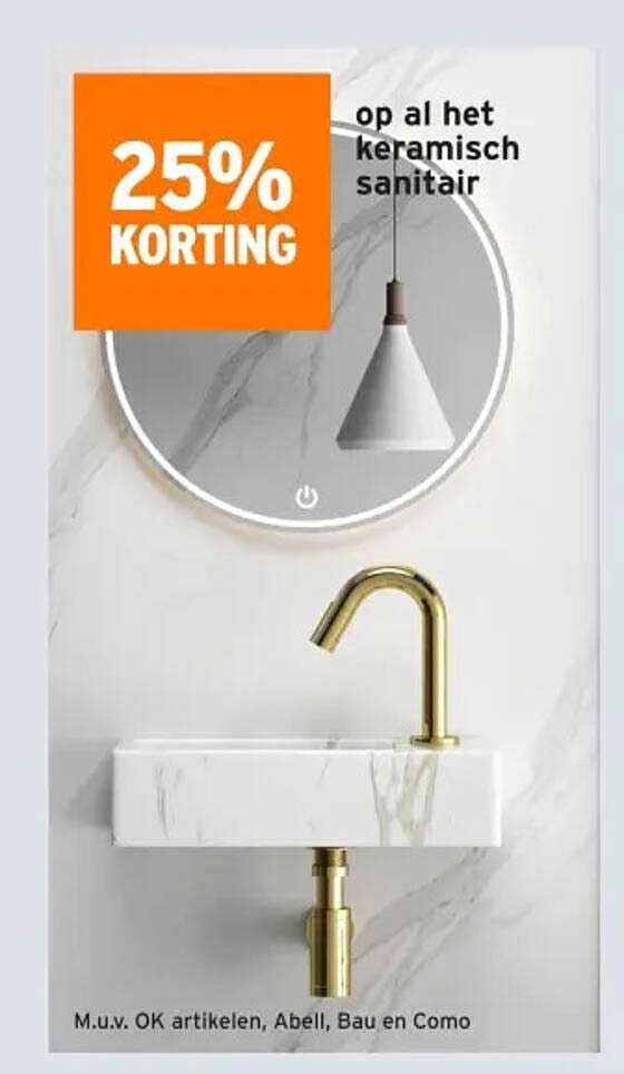 25% KORTING op al het keramisch sanitair