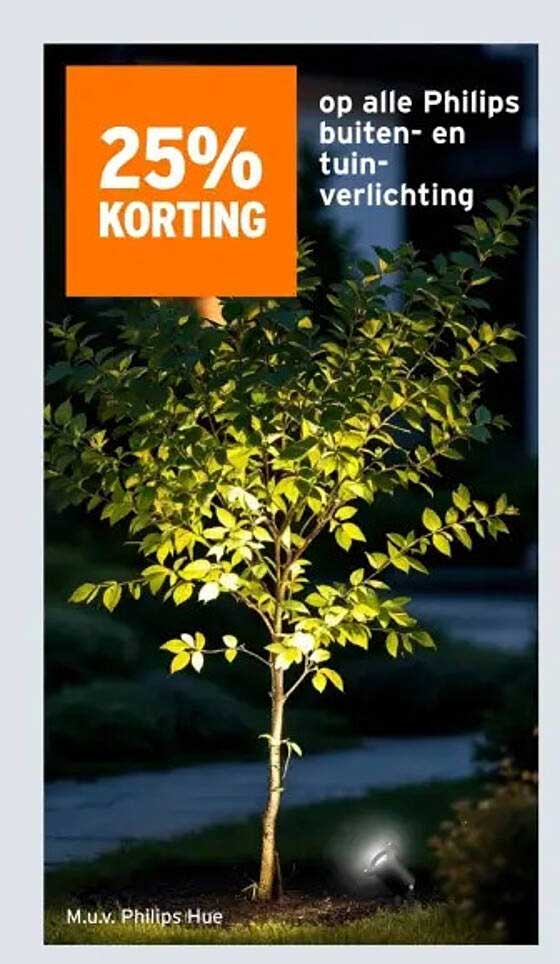 25% KORTING op alle Philips buiten- en tuinverlichting