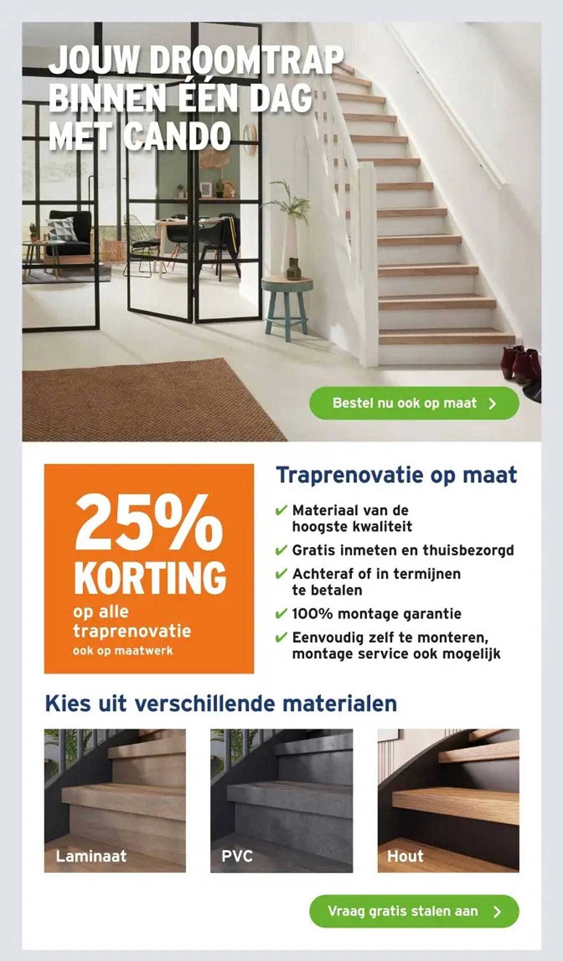 25% KORTING op alle traprenovatie ook op maatwerk