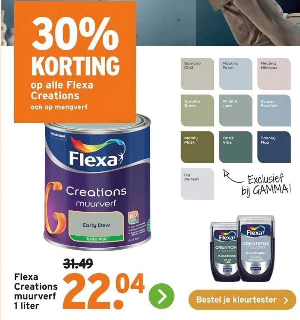 30% KORTING op alle Flexa Creations ook op men verf
