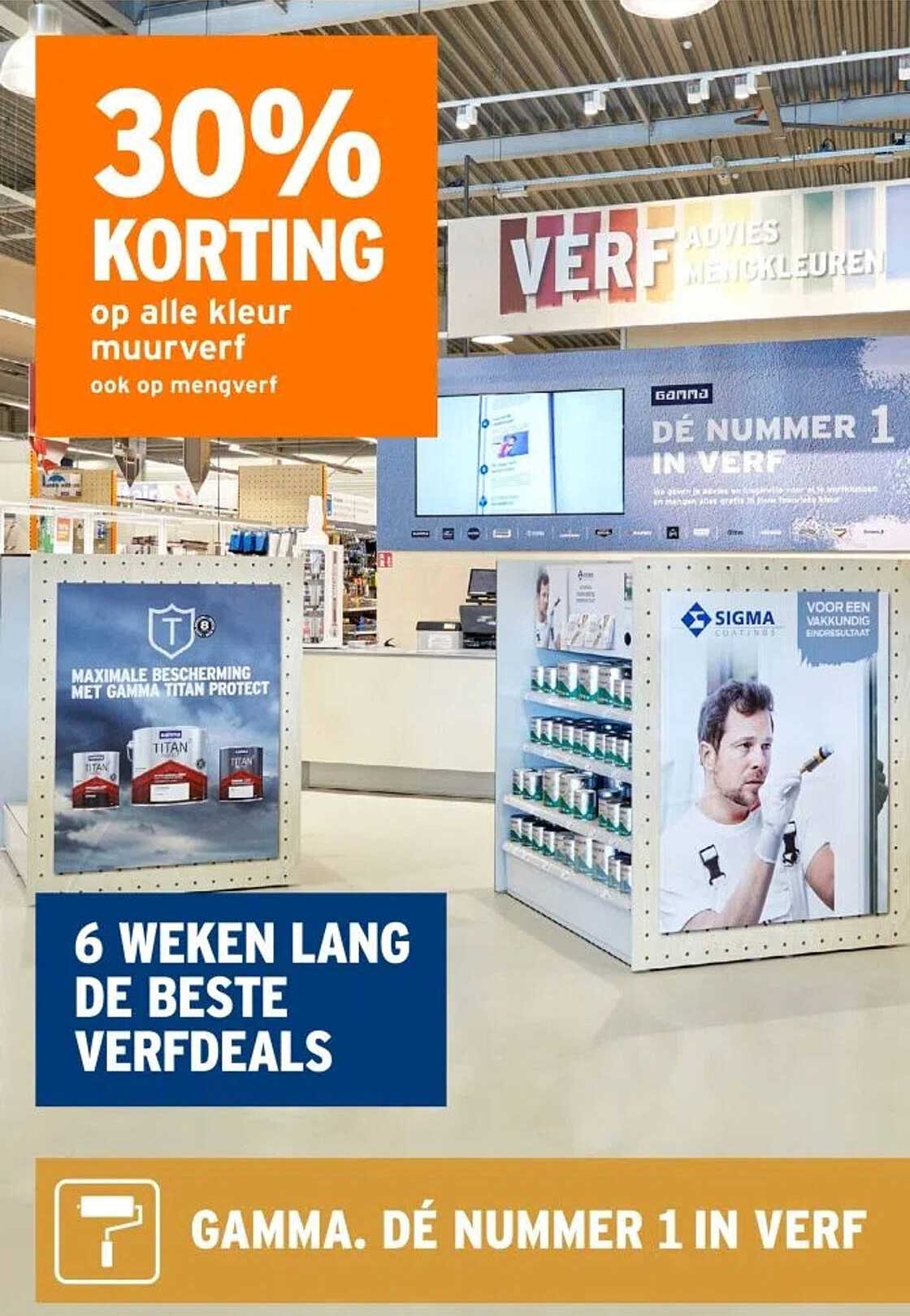 30% KORTING op alle kleur muurverf ook op mengverf