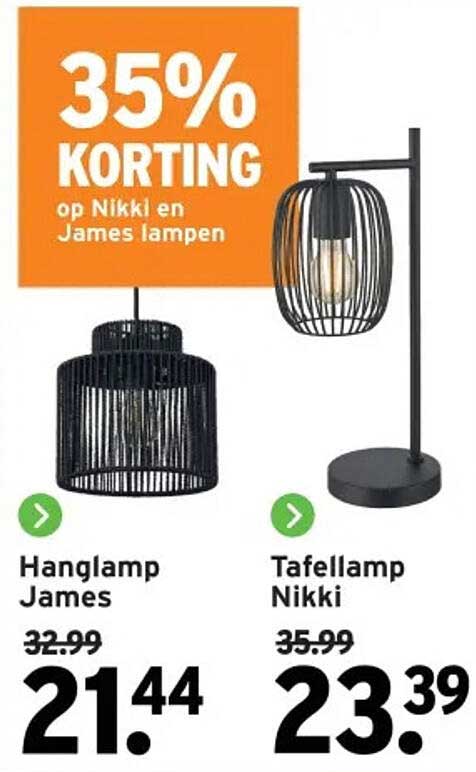 35% KORTING op Nikki en James lampen