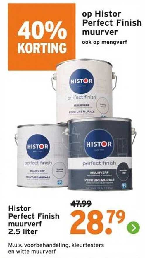 40% KORTING op Histor Perfect Finish muurverf