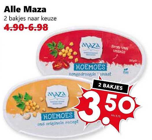 Alle Maza 2 bakjes naar keuze
