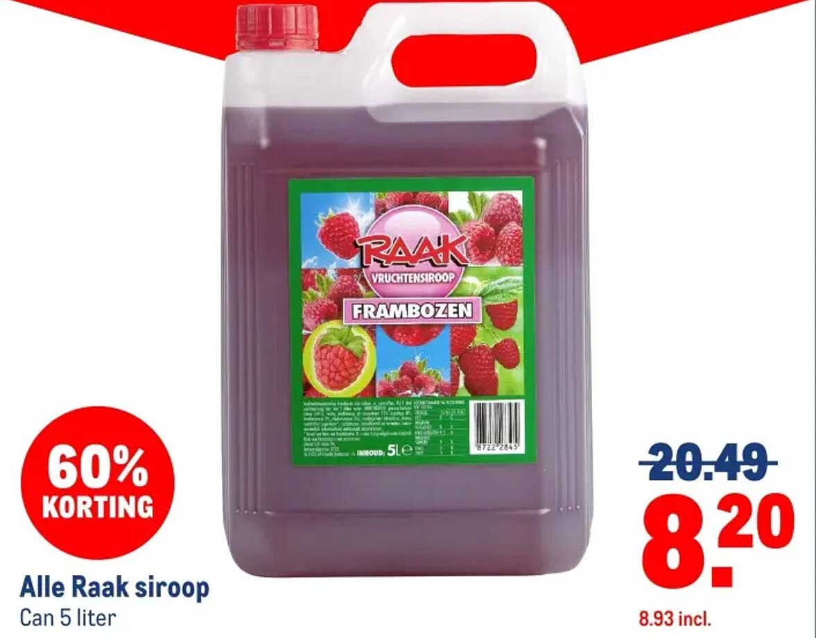 Alle Raak siroop Can 5 liter