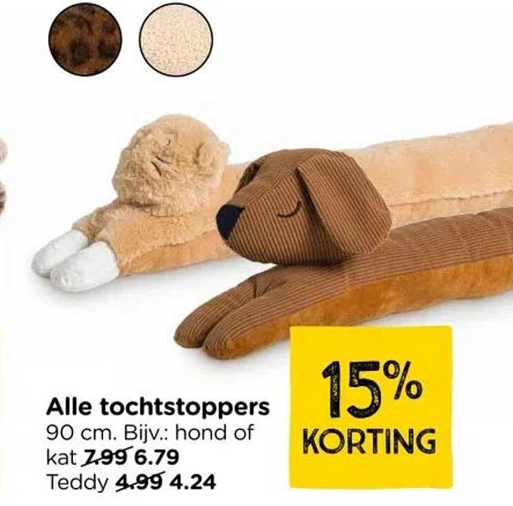 Alle tochtstoppers 90 cm. Bijv.: hond of kat