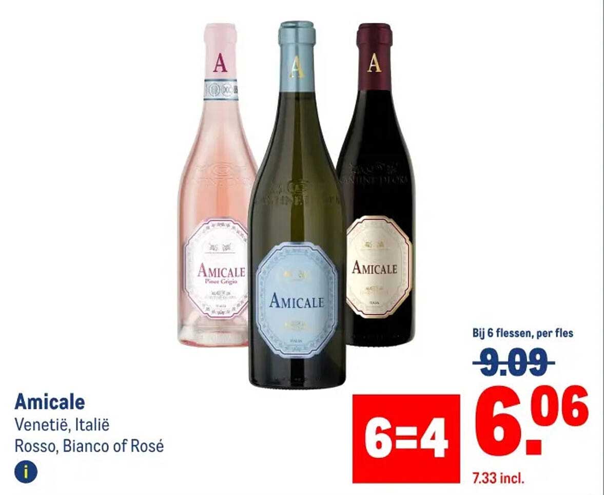 Amicale wijn - Venetië, Italië (Rosso, Bianco of Rosé)