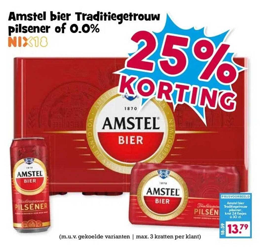 Amstel bier Traditiegetrouw pilsener of 0.0%
